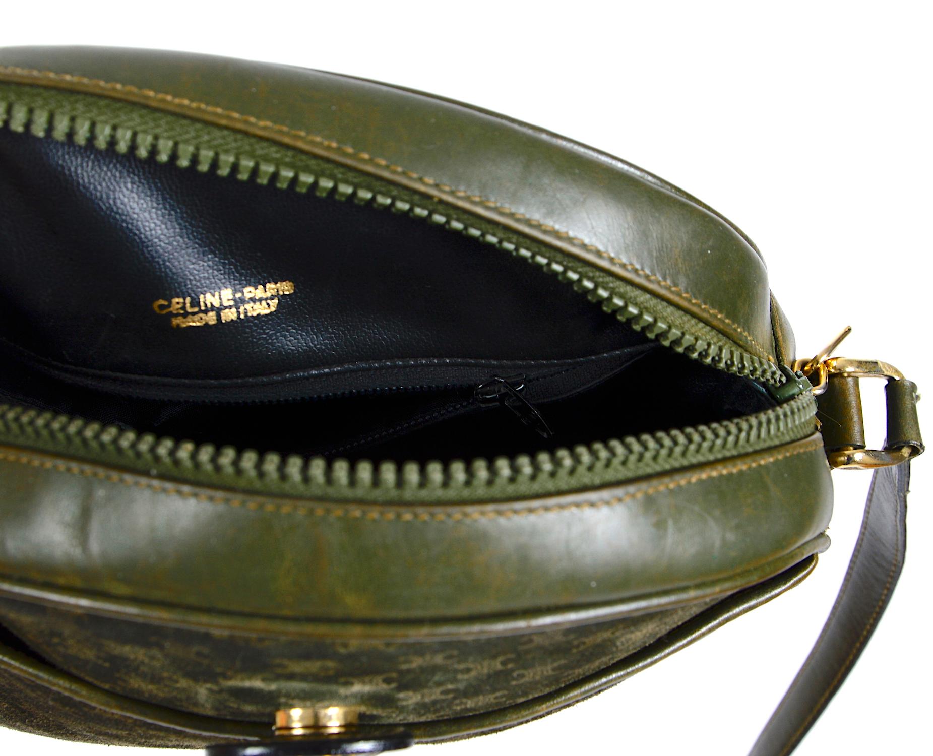 Women's Celine vintage hunter green logo crossbody bag