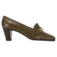 Céline Vintage khaki leather 70s pumps