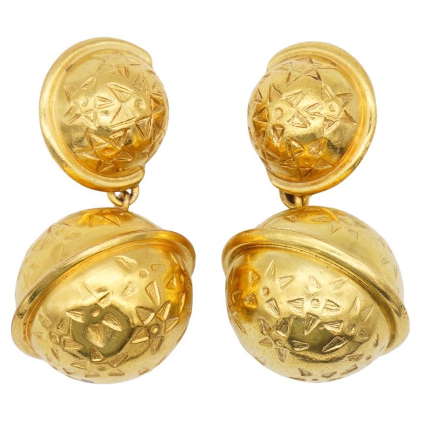 Celine Vintage Large Iconic Globe Celestial Double Ball Bell Gold