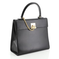 Celine Vintage Logo Top Handle Bag Cuir Small