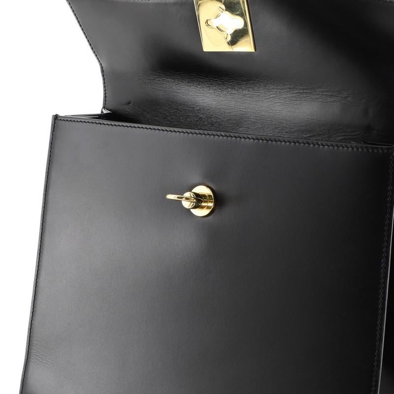 Black Celine Vintage Logo Top Handle Bag Leather Small
