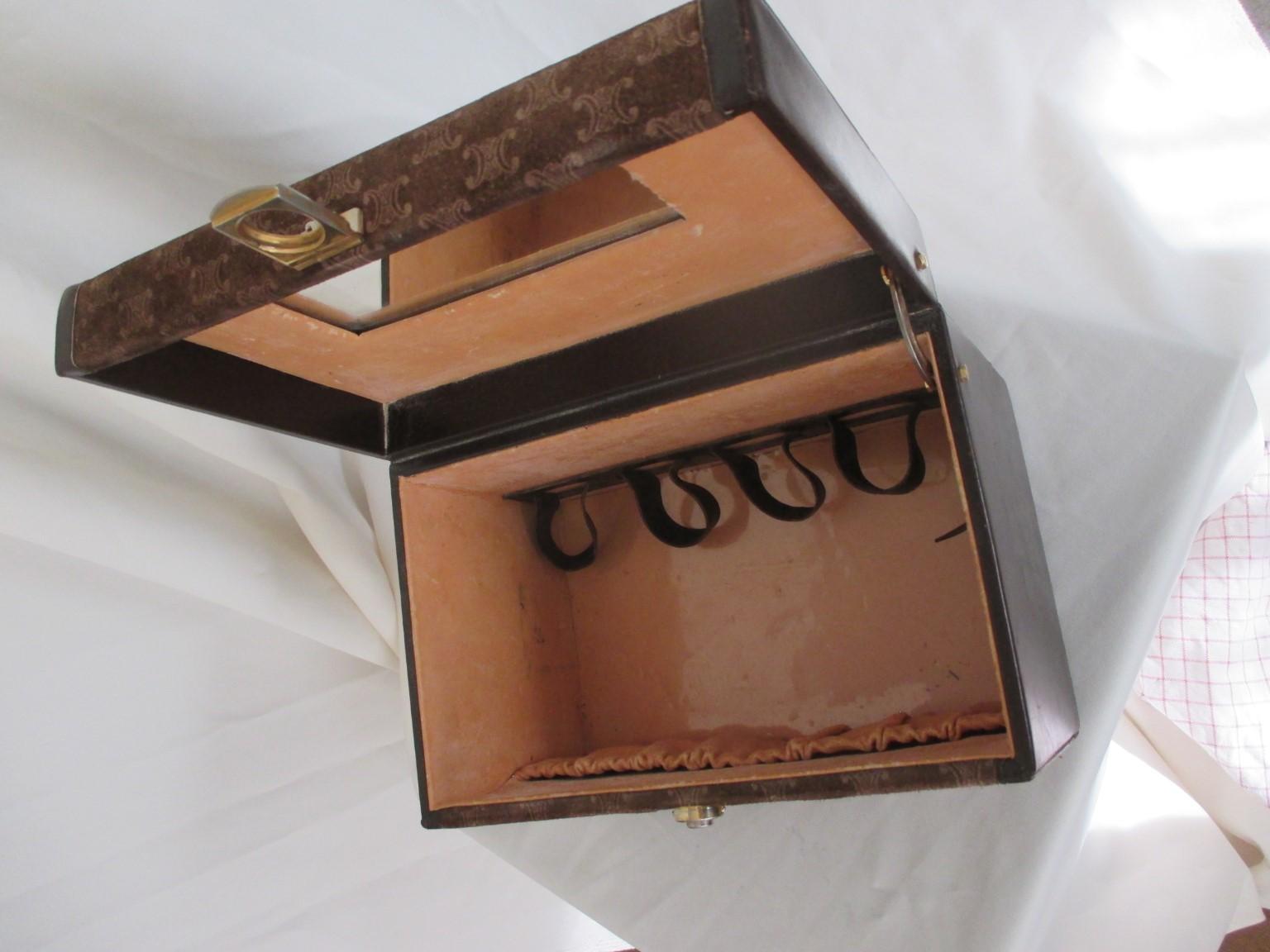 Celine Vintage Macadam Suede Leather Vanity Case, 1970s For Sale 1
