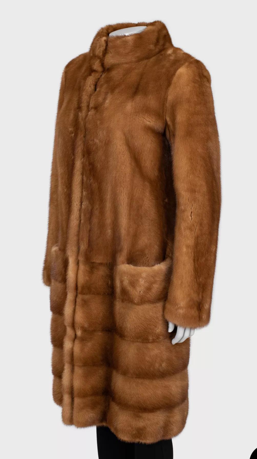 Marrone Celine Cappotto Vintage in pelliccia di visone Sz.40 in vendita