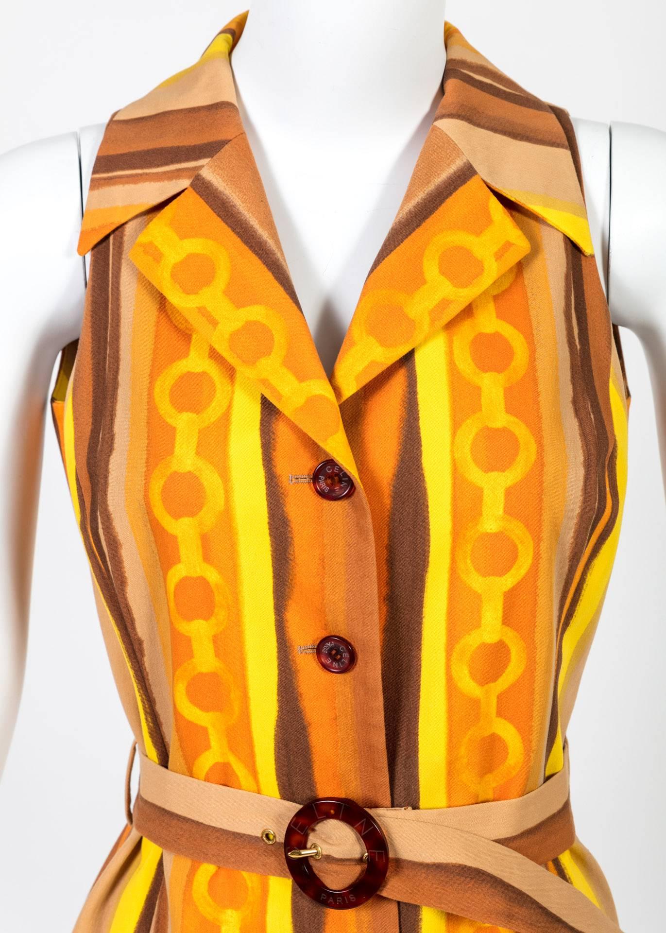 A signature equestrian motif gets the mod treatment in this amazing Céline vest. The horse bit, first designed by the French luxury brand in the early Seventies and still prominently used in its coveted accessories, is linked to form a chain, which