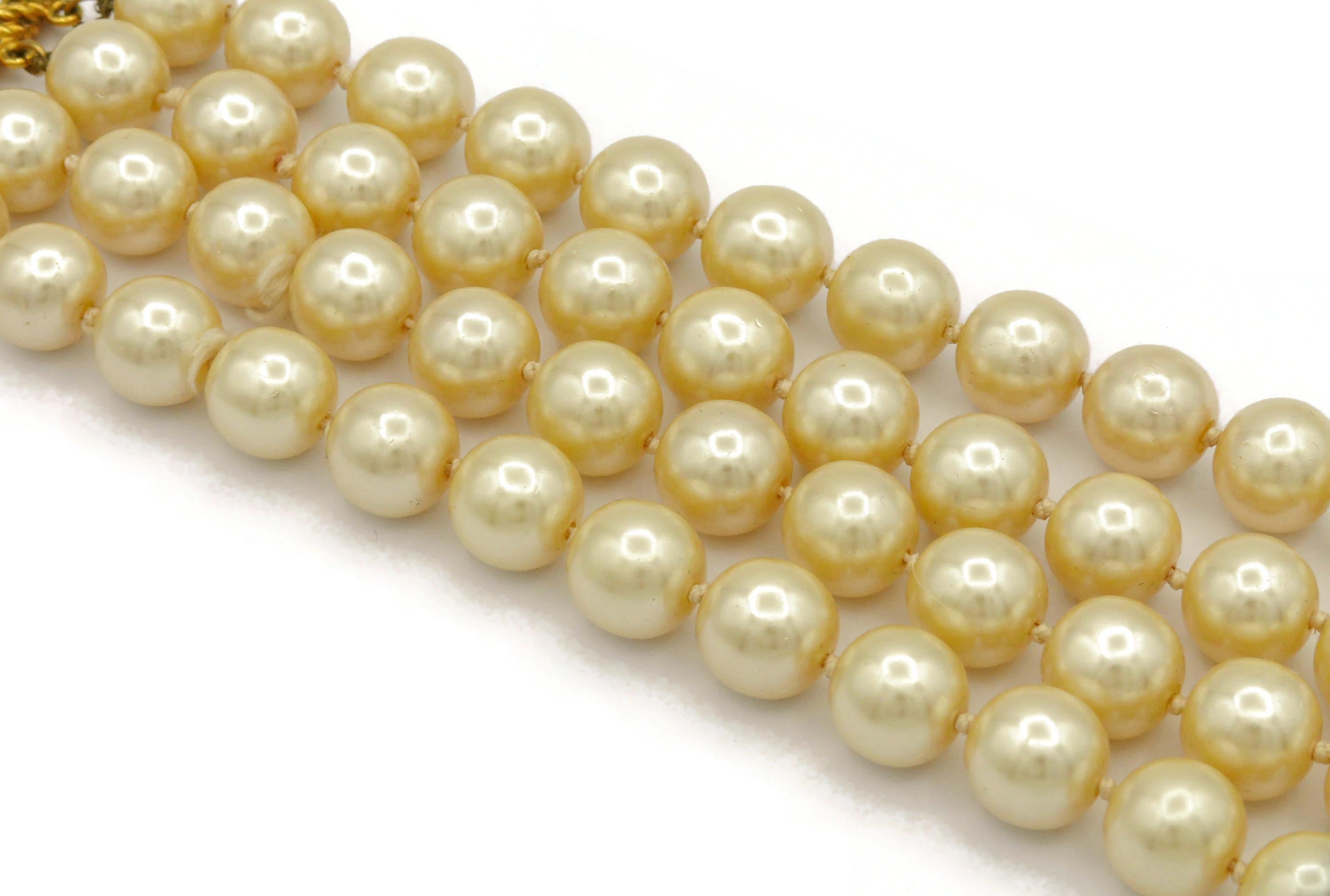 CELINE Vintage Multi Strand Pearl Necklace In Good Condition For Sale In Nice, FR
