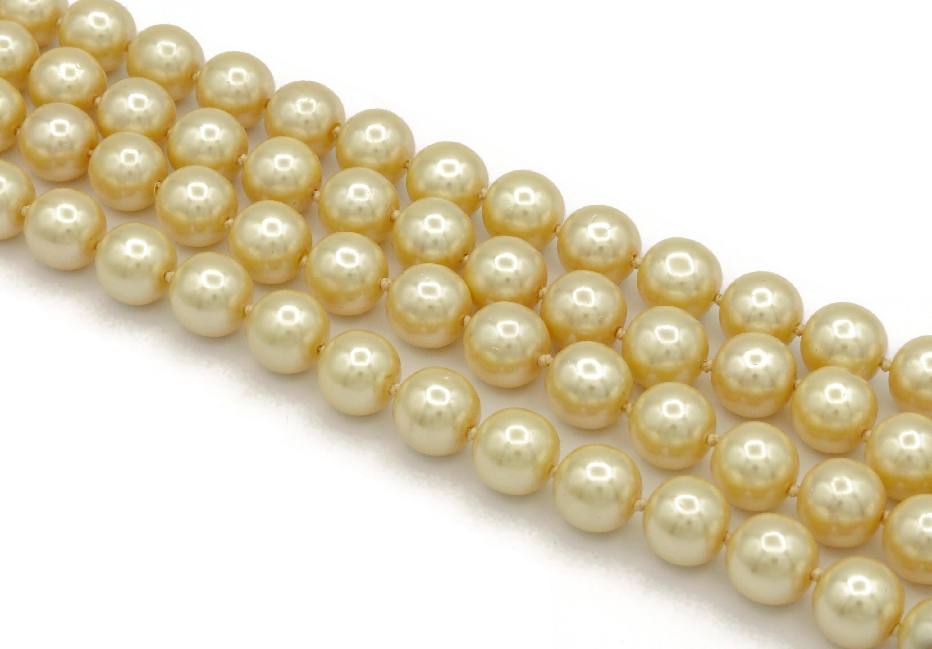 Women's CELINE Vintage Multi Strand Pearl Necklace For Sale