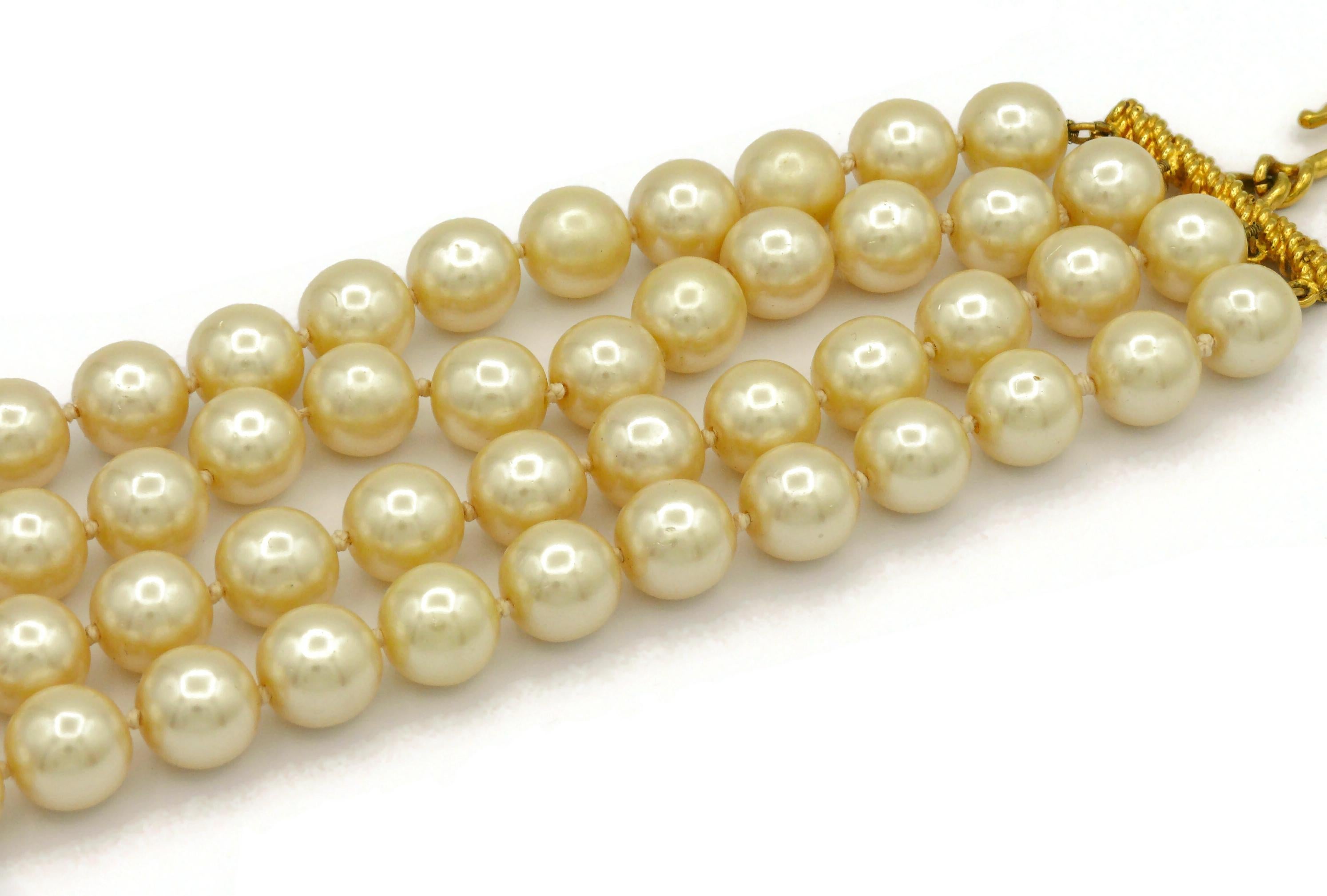 CELINE Vintage Multi Strand Pearl Necklace For Sale 2