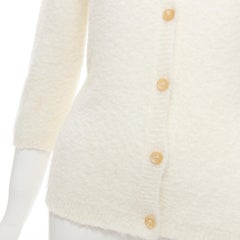 CELINE Vintage off white cashmere blend 3/4 sleeve cardigan sweater L