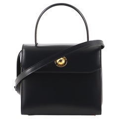 Celine Vintage Round Lock Convertible Top Handle Bag Leather Small