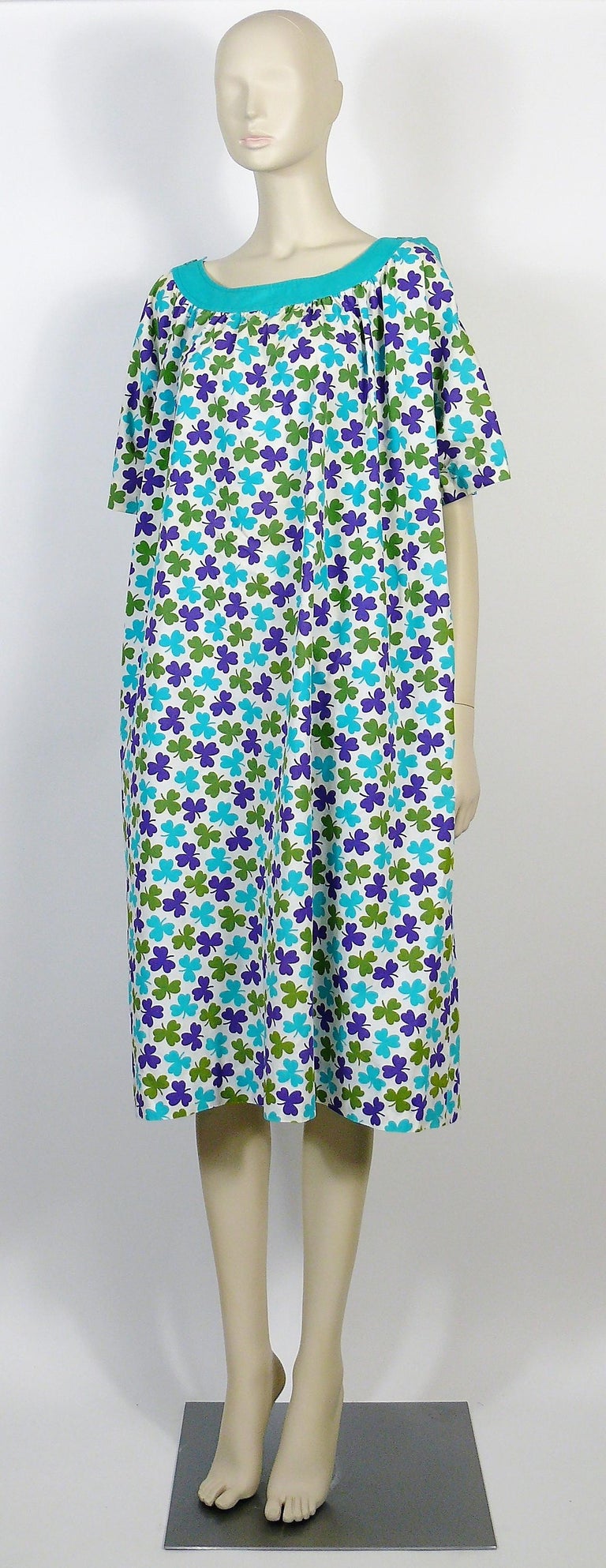 Cline Vintage Shamrock Print Cotton Tie-Belt Day Dress For Sale at 1stDibs  | cotton tie belt, celine vintage dress, vintage celine dress
