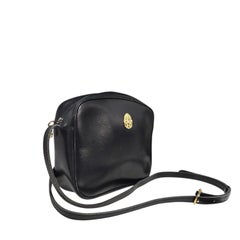 Celine Vintage Shiny Black Leather Crossbody Bag