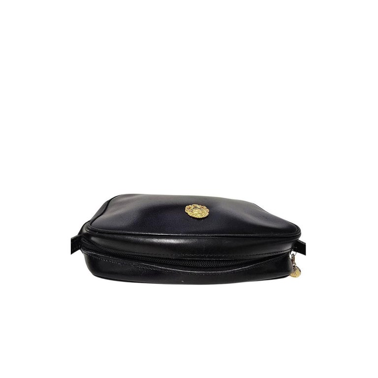 Celine Vintage Shiny Black Leather Crossbody Bag For Sale at 1stDibs