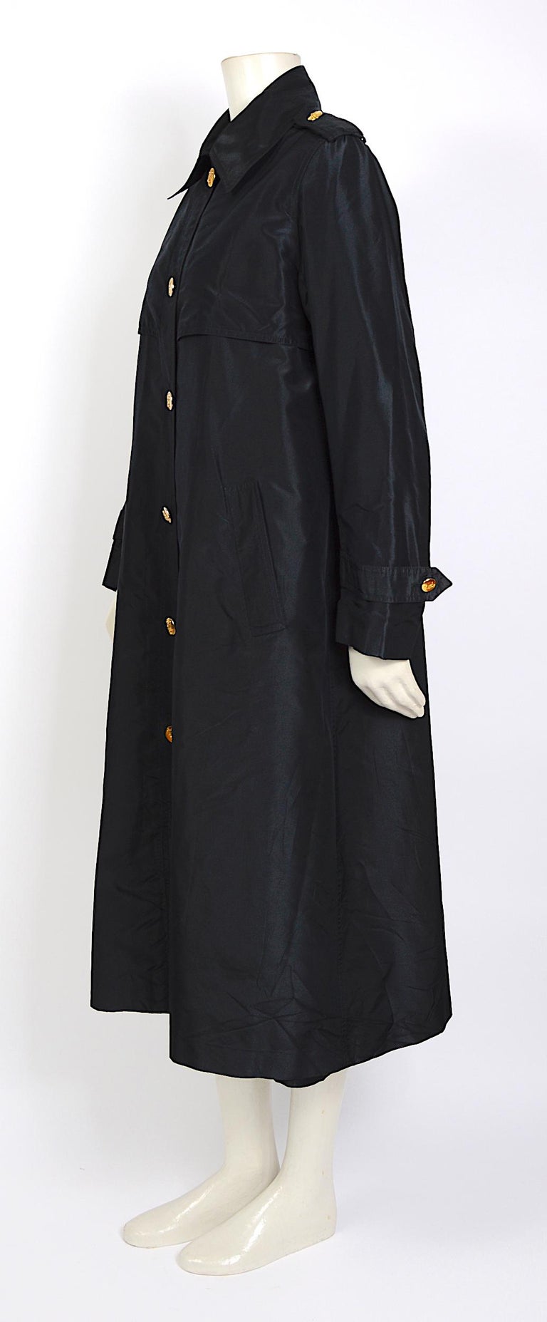 Celine vintage signature gold buttons and black silk crispy
