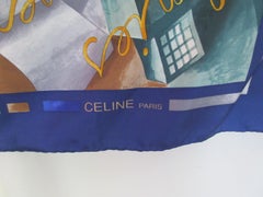 Celine Vintage Silk Scarf Voyager Airplane 35 Inch Collectors Item