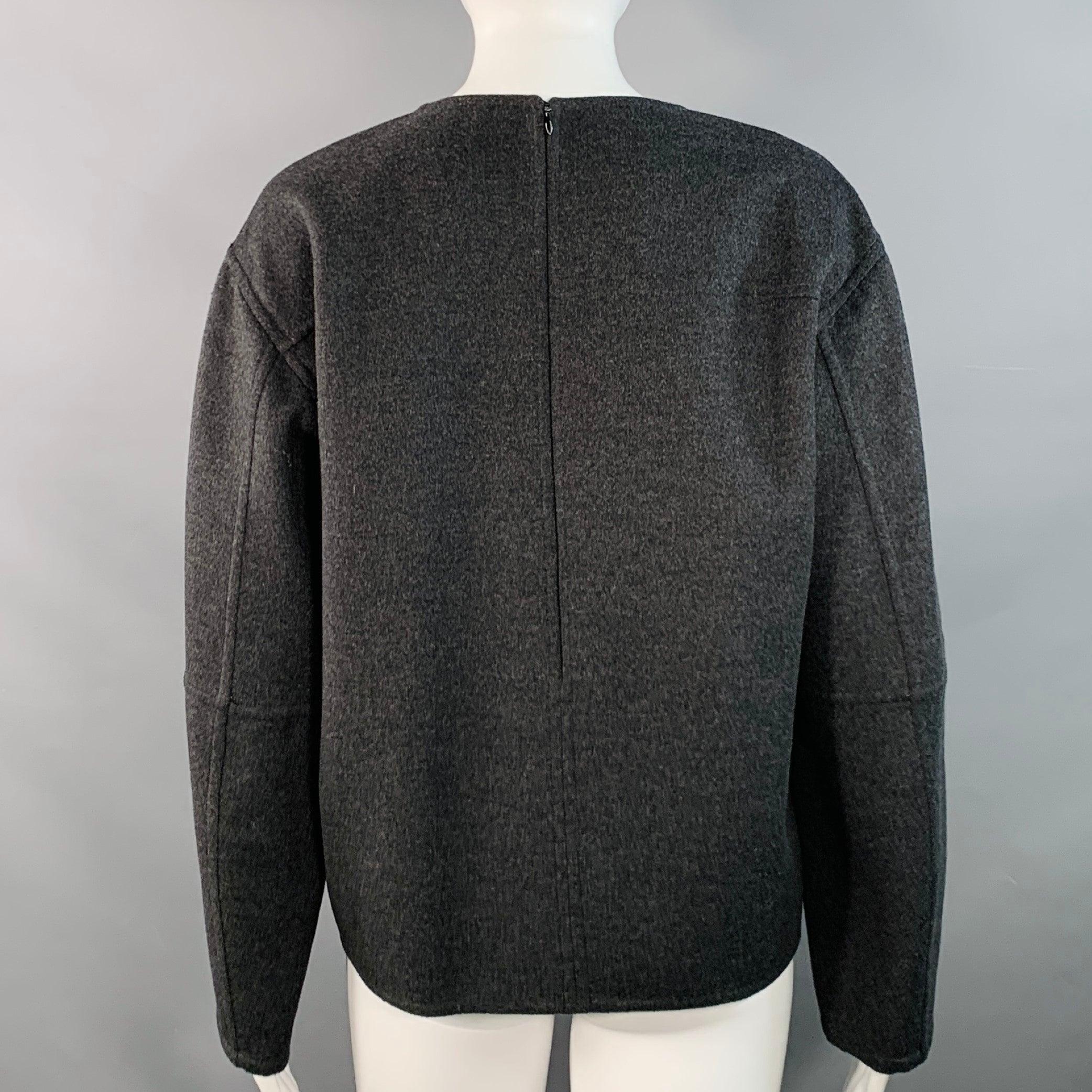 Nero CELINE Vintage Taglia 6 Pullover girocollo in lana vergine e cachemire grigio carbone in vendita