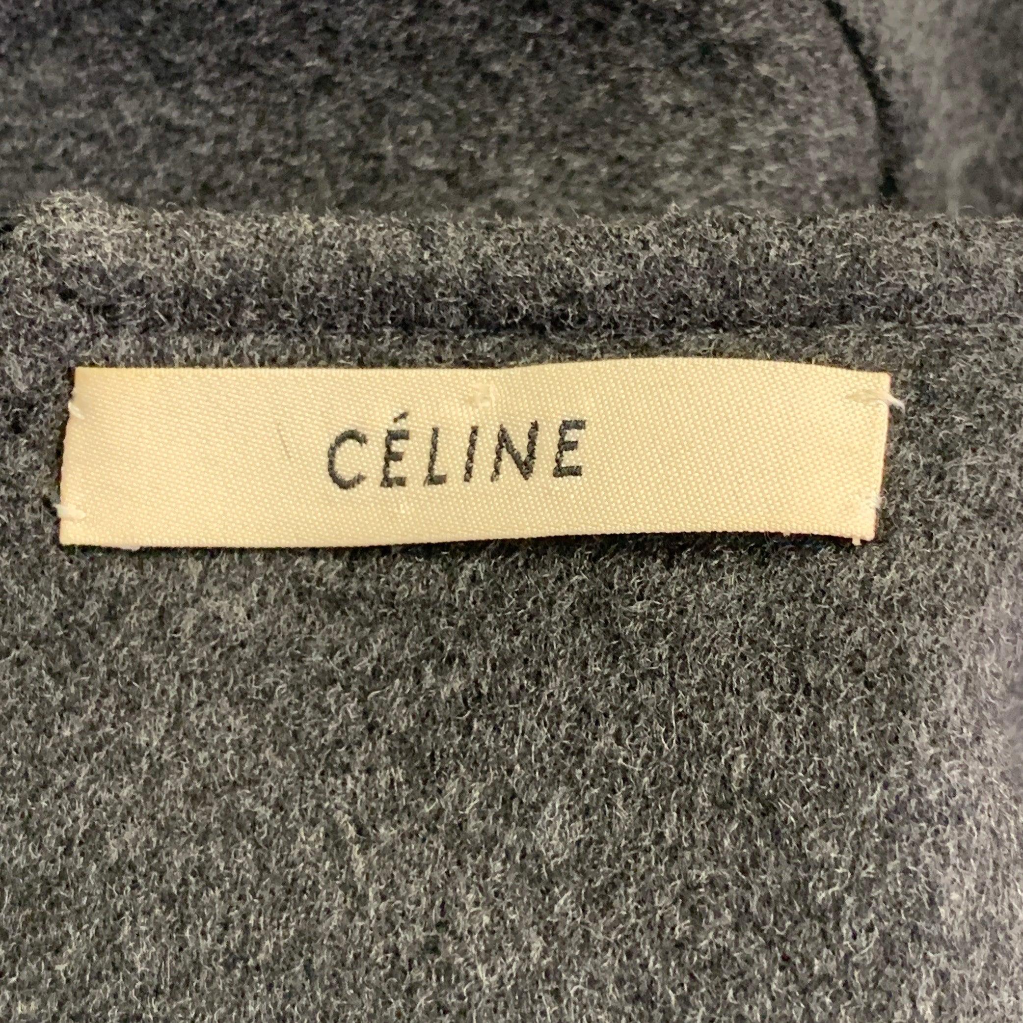 CELINE Vintage Taglia 6 Pullover girocollo in lana vergine e cachemire grigio carbone In condizioni ottime in vendita a San Francisco, CA