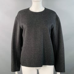 CELINE Vintage Größe 6 Grau Charcoal Schurwolle Kaschmir Rundhalsausschnitt Pullover
