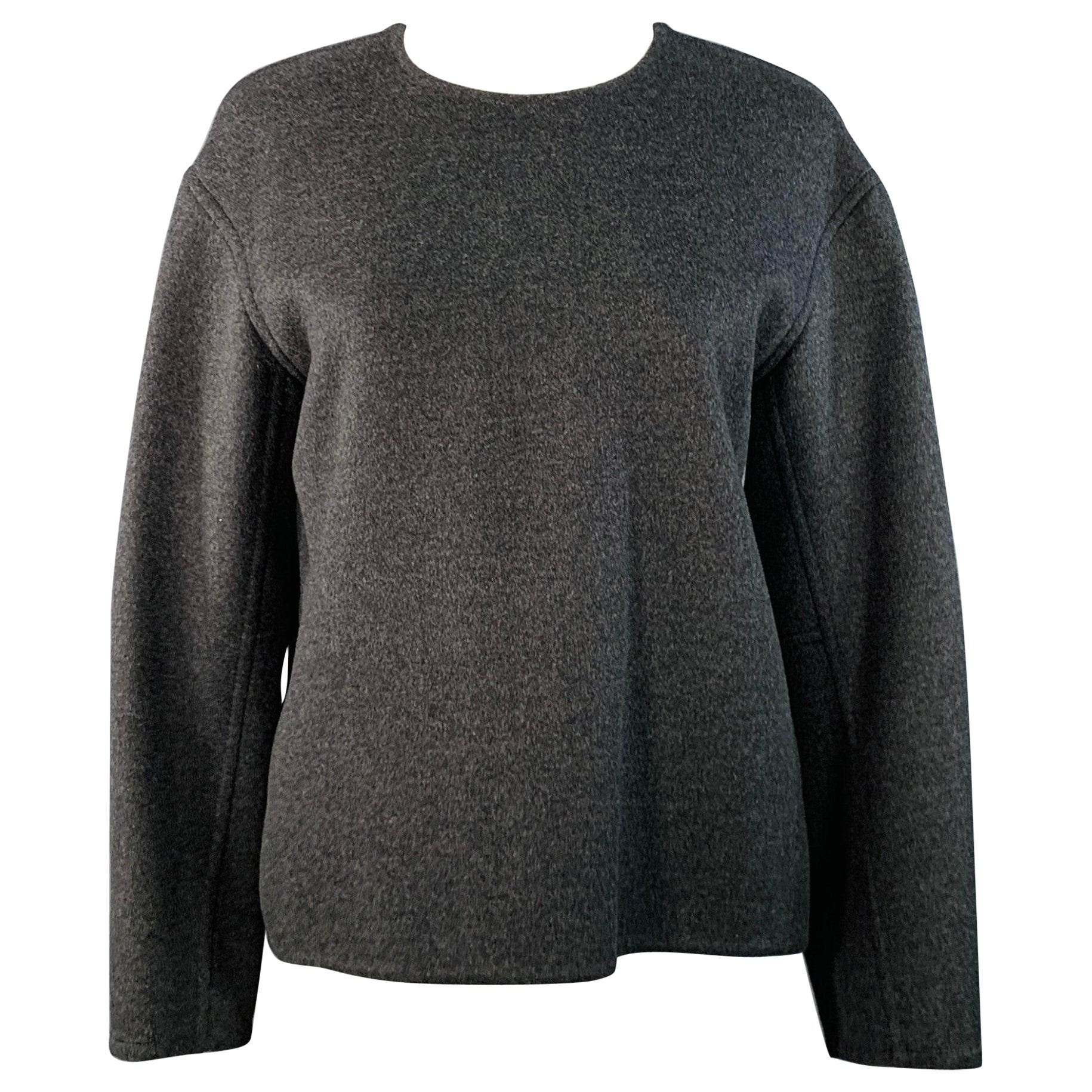 CELINE Vintage Taglia 6 Pullover girocollo in lana vergine e cachemire grigio carbone in vendita