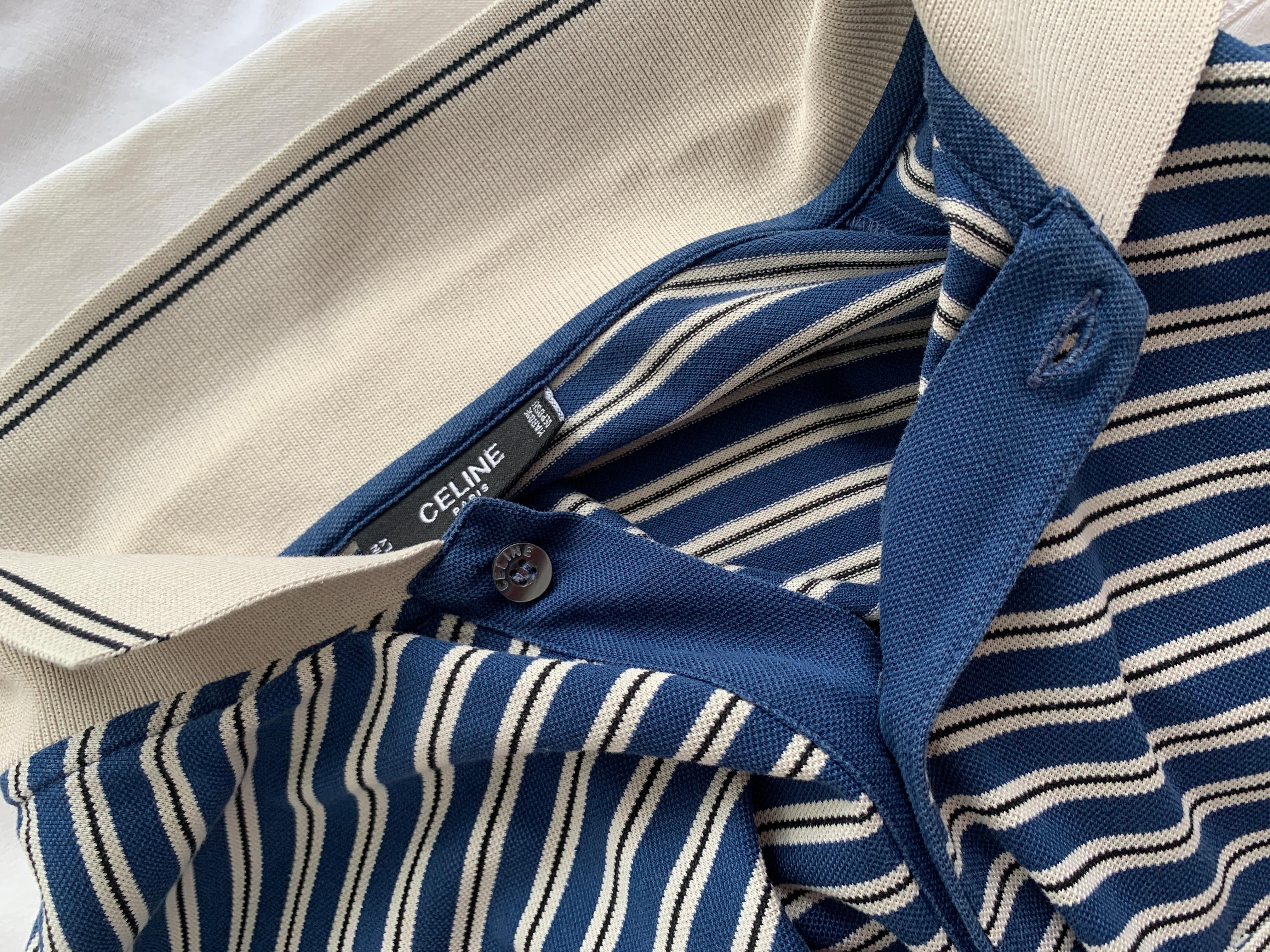 Celine vintage striped polo / old money style T-shirt 1990s For Sale 6