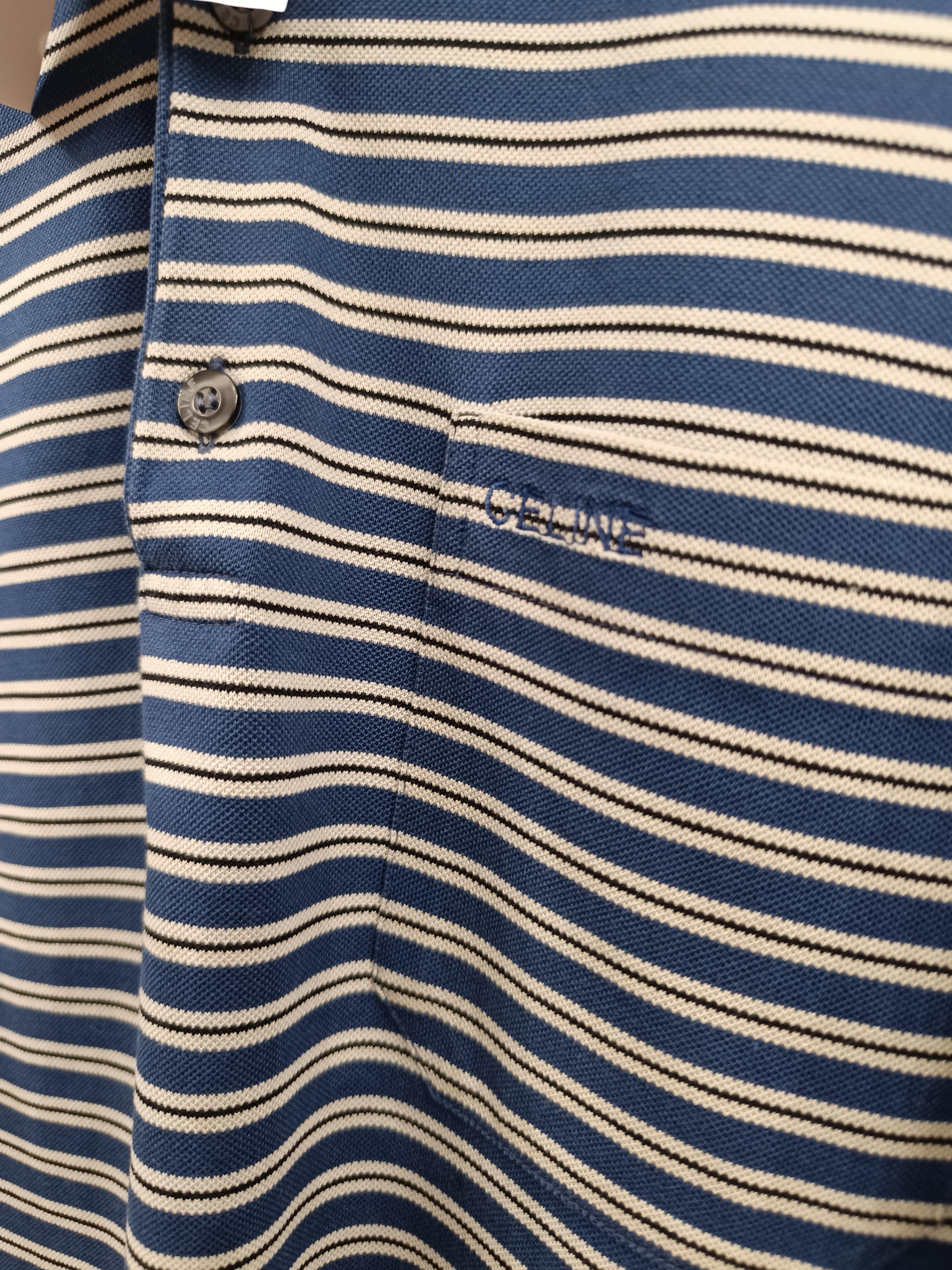 Celine vintage striped polo / old money style T-shirt 1990s For Sale 9