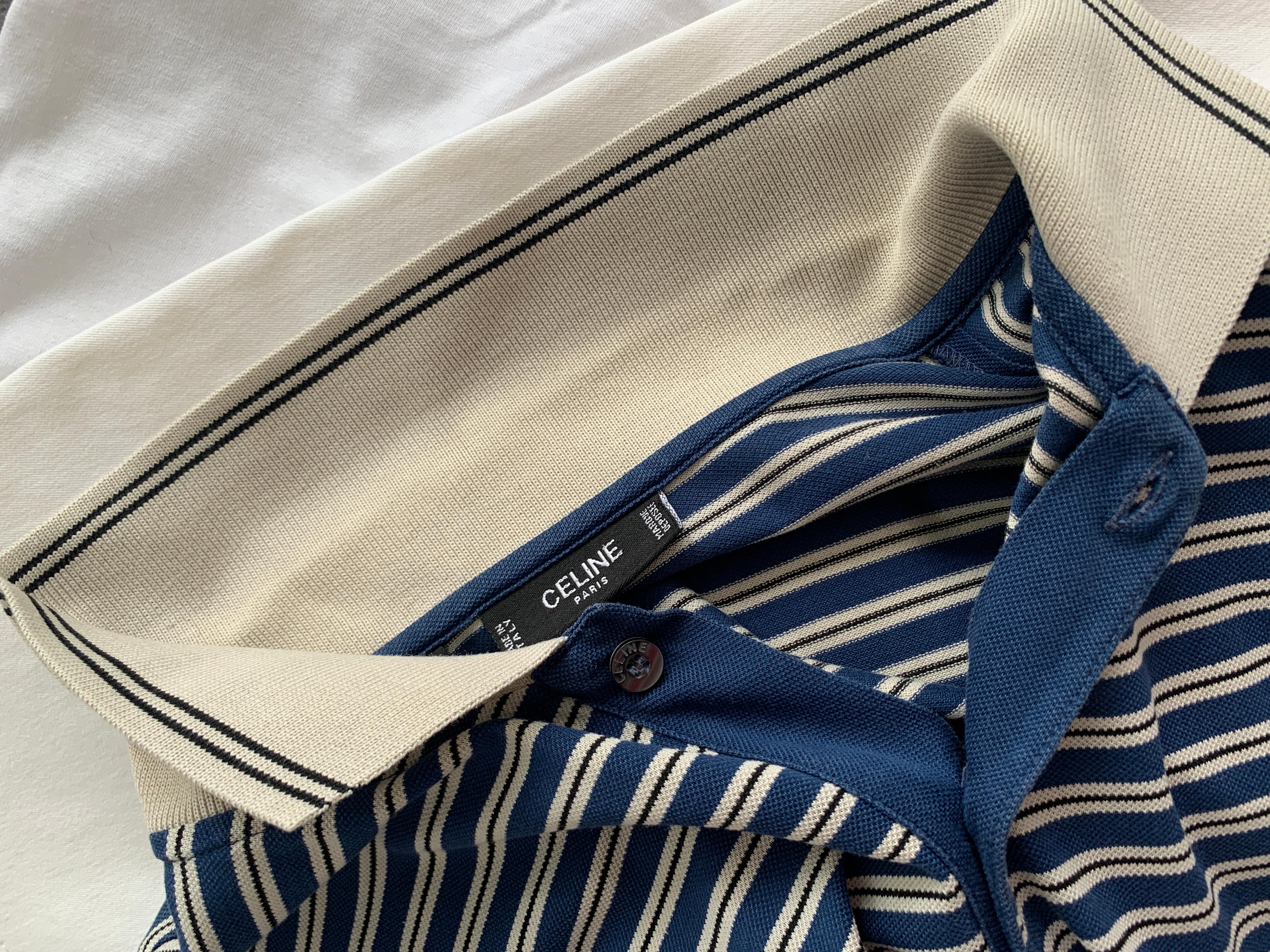Celine vintage striped polo / old money style T-shirt 1990s For Sale 13