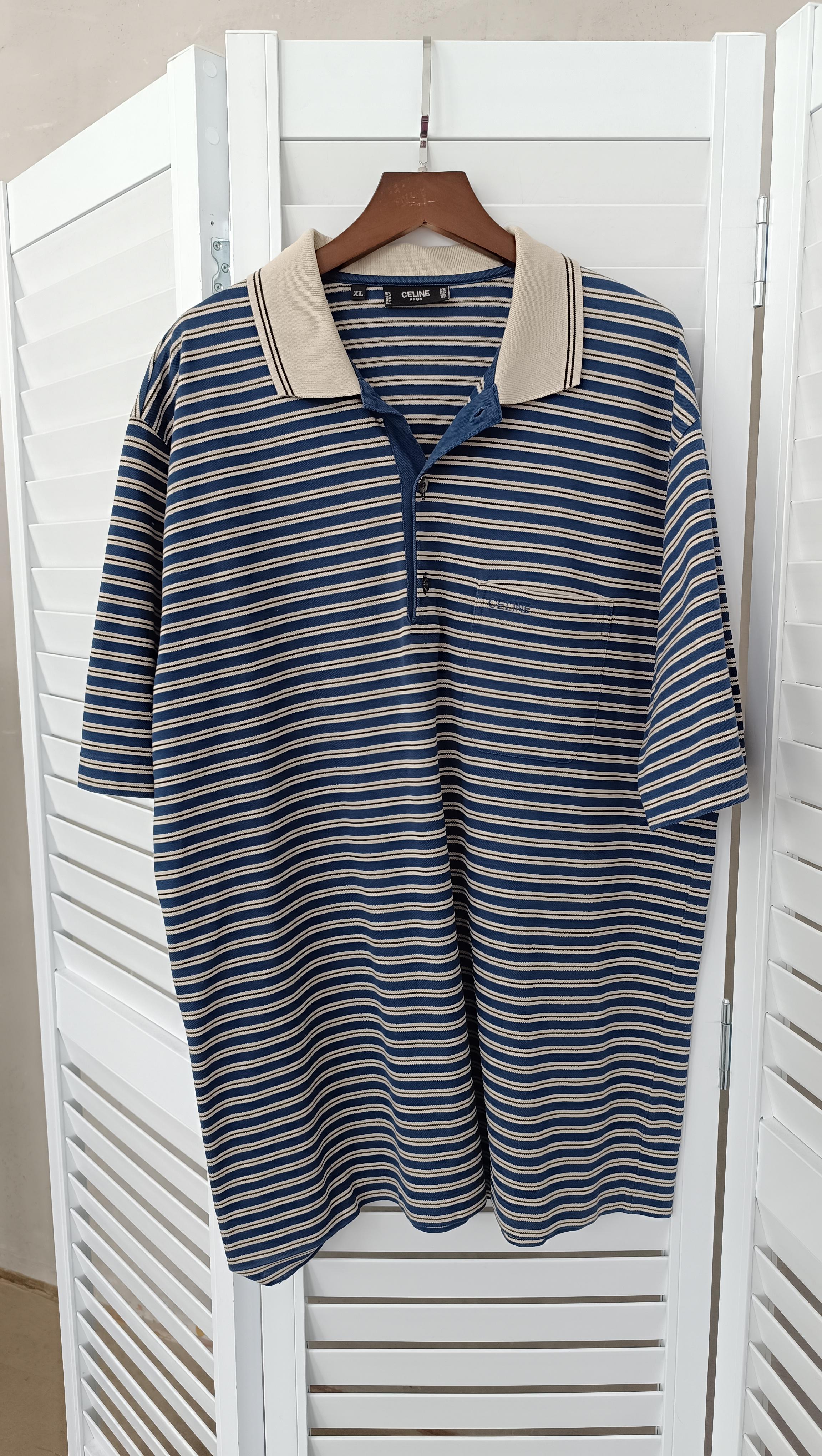 Celine vintage striped polo / old money style T-shirt 1990s For Sale 14