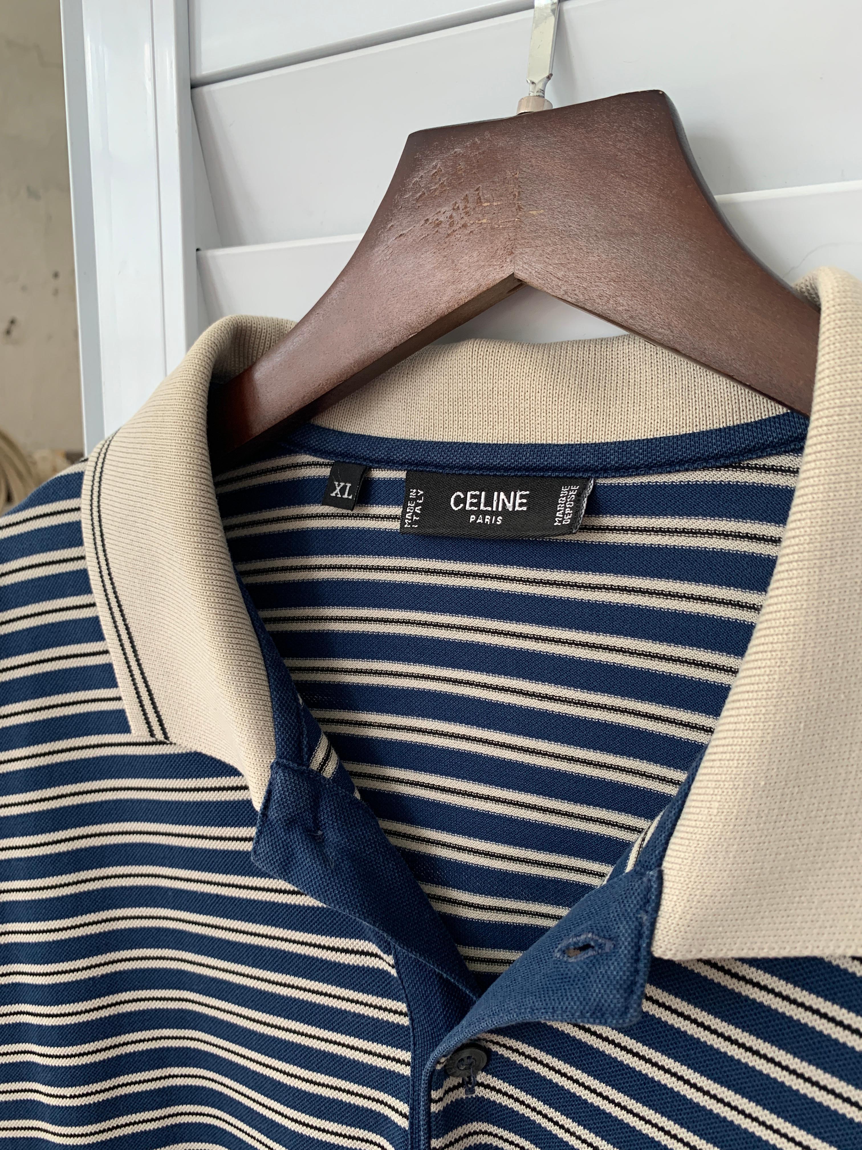 Celine vintage striped polo / old money style T-shirt 1990s In Excellent Condition For Sale In Алматинский Почтамт, KZ