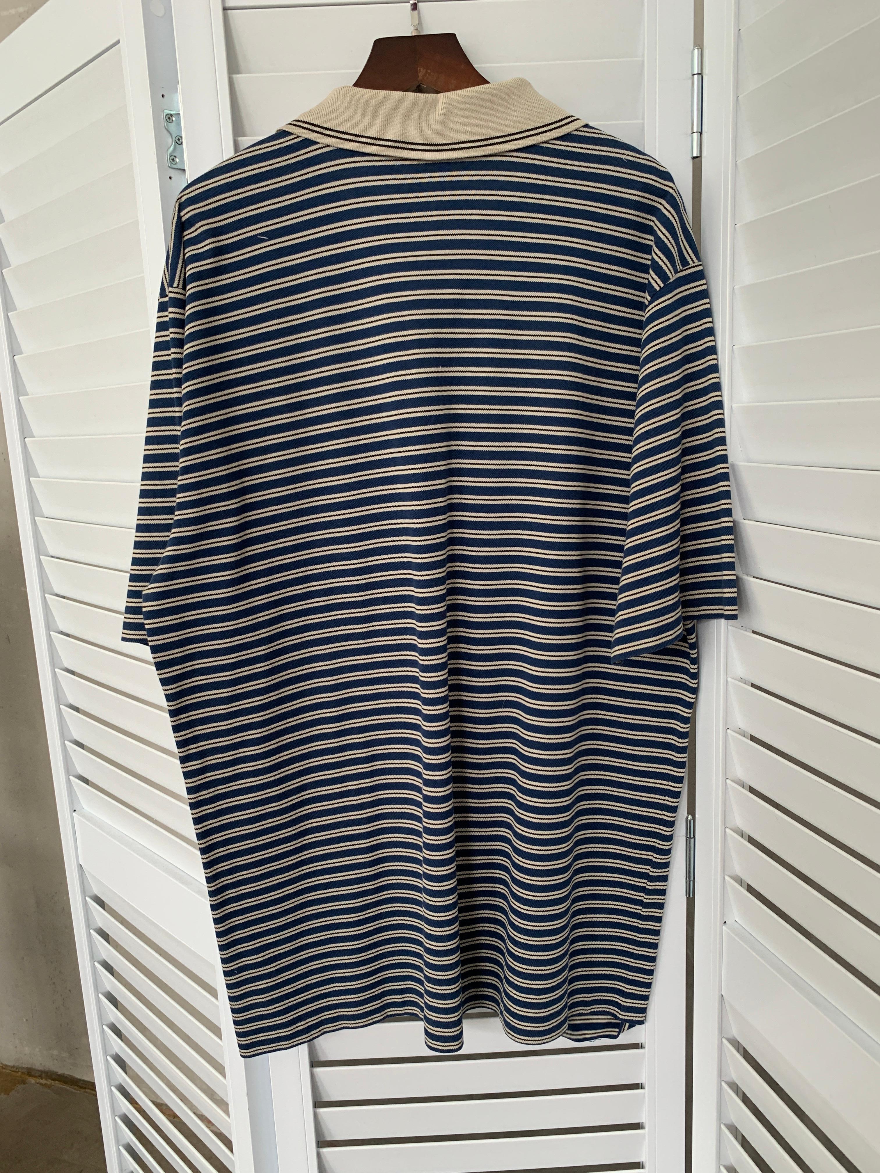Women's or Men's Celine vintage striped polo / old money style T-shirt 1990s For Sale