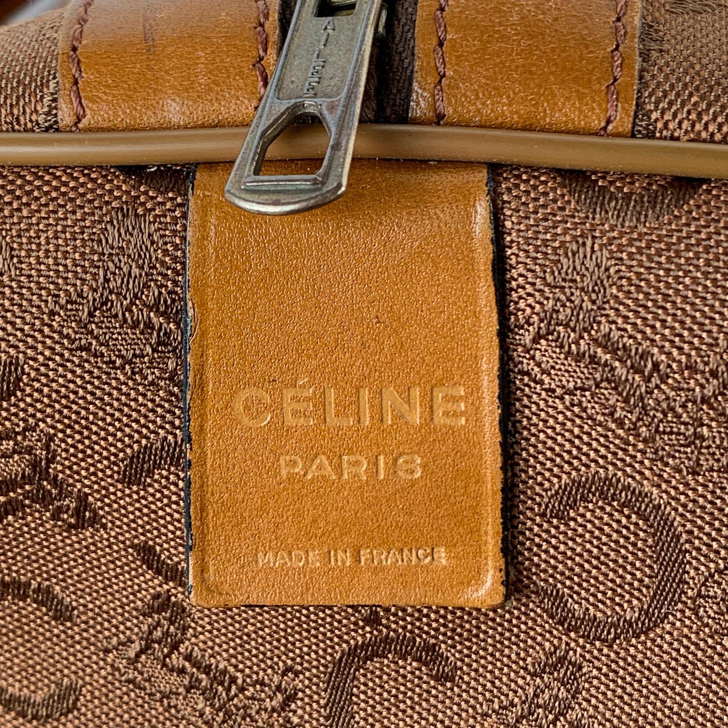 Celine Vintage Tan C Logo Canvas Boston Top Handles Bag 7