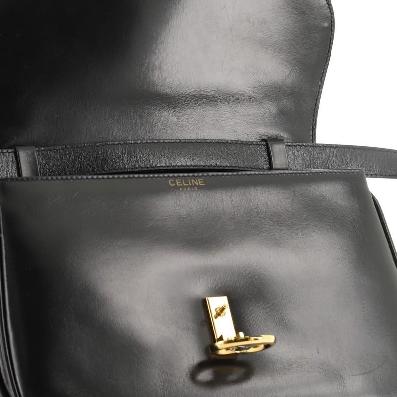Black Celine  Vintage Triomphe Shoulder Bag Leather Medium