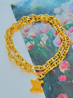 Celine Vintage Triumph Iconic Gold Chain Interlocked Statement Belt Necklace