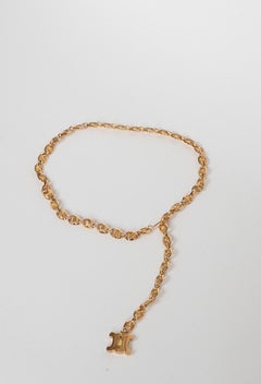 Celine Vintage Triumph Logo Chain Belt Trousers in Navy