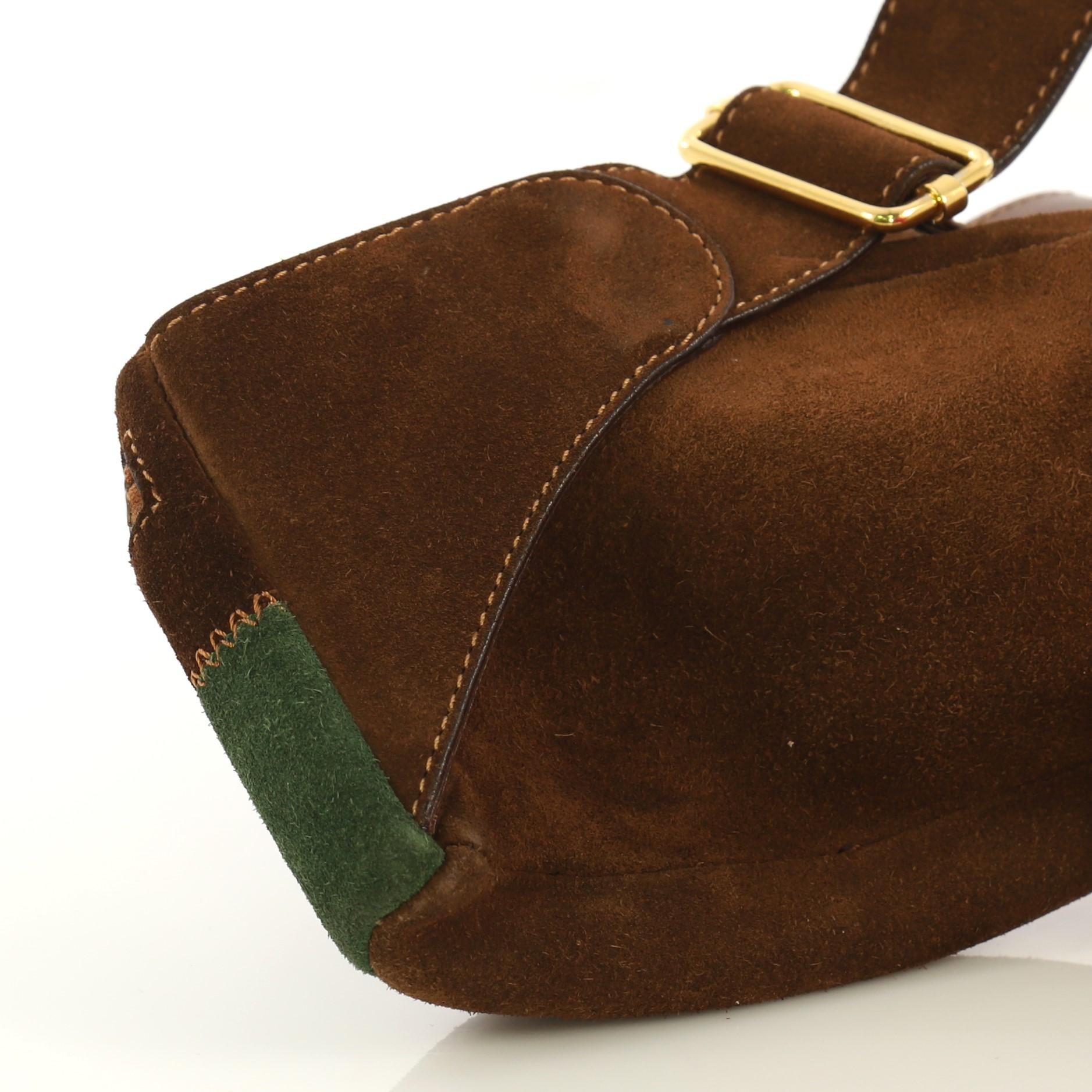 Brown Celine Vintage Waist Bag Patchwork Suede