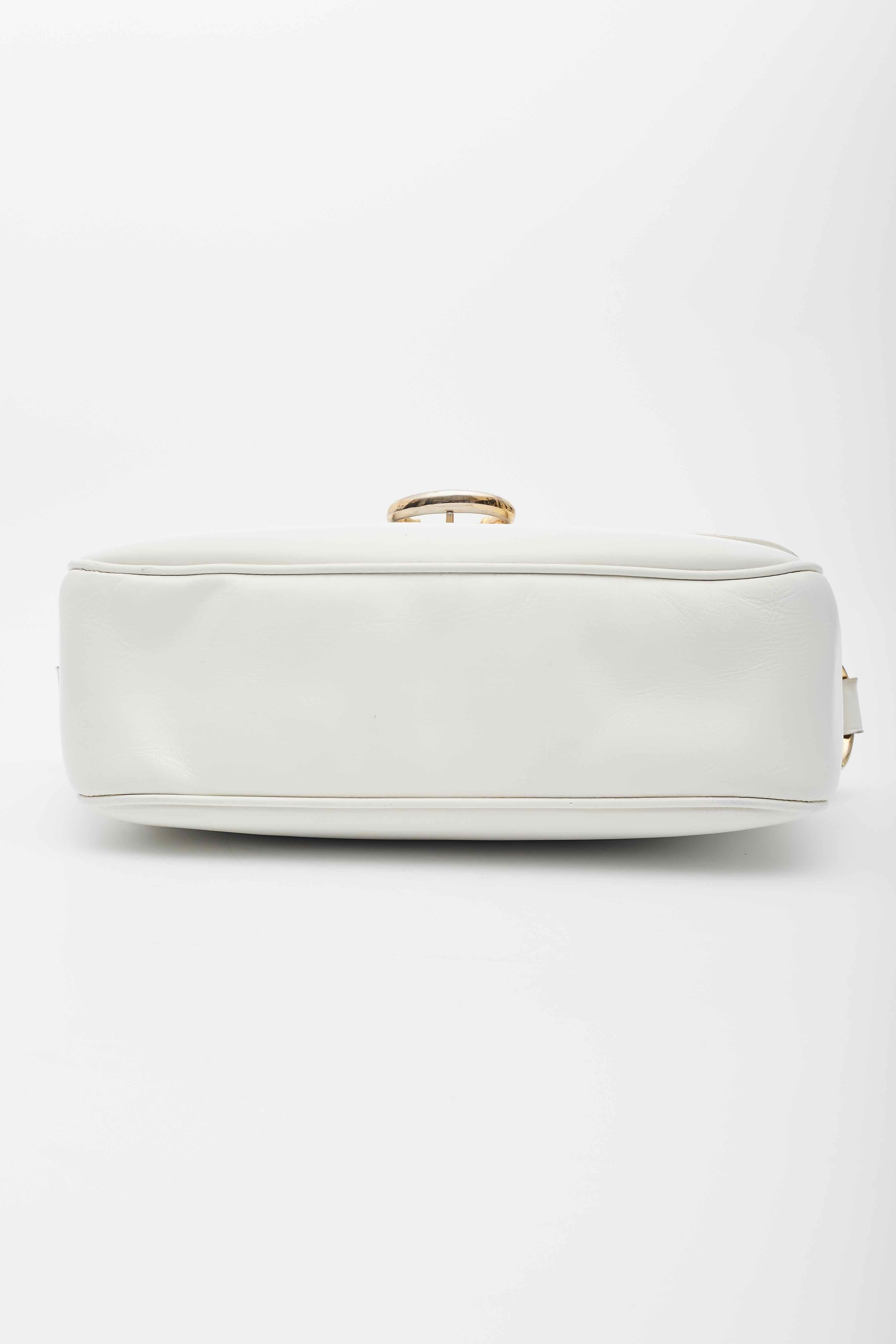 Celine Vintage White Leather Shoulder Bag For Sale 3