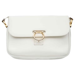 Celine Vintage White Leather Shoulder Bag