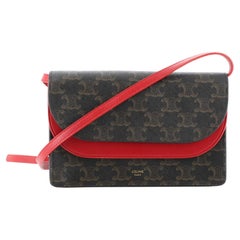 Celine Wallet on Strap Triomphe Coated Canvas