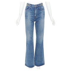 CELINE W_FL_003 N286 930F 07UW denim gold horsebit logo buckles flare jeans 26"
