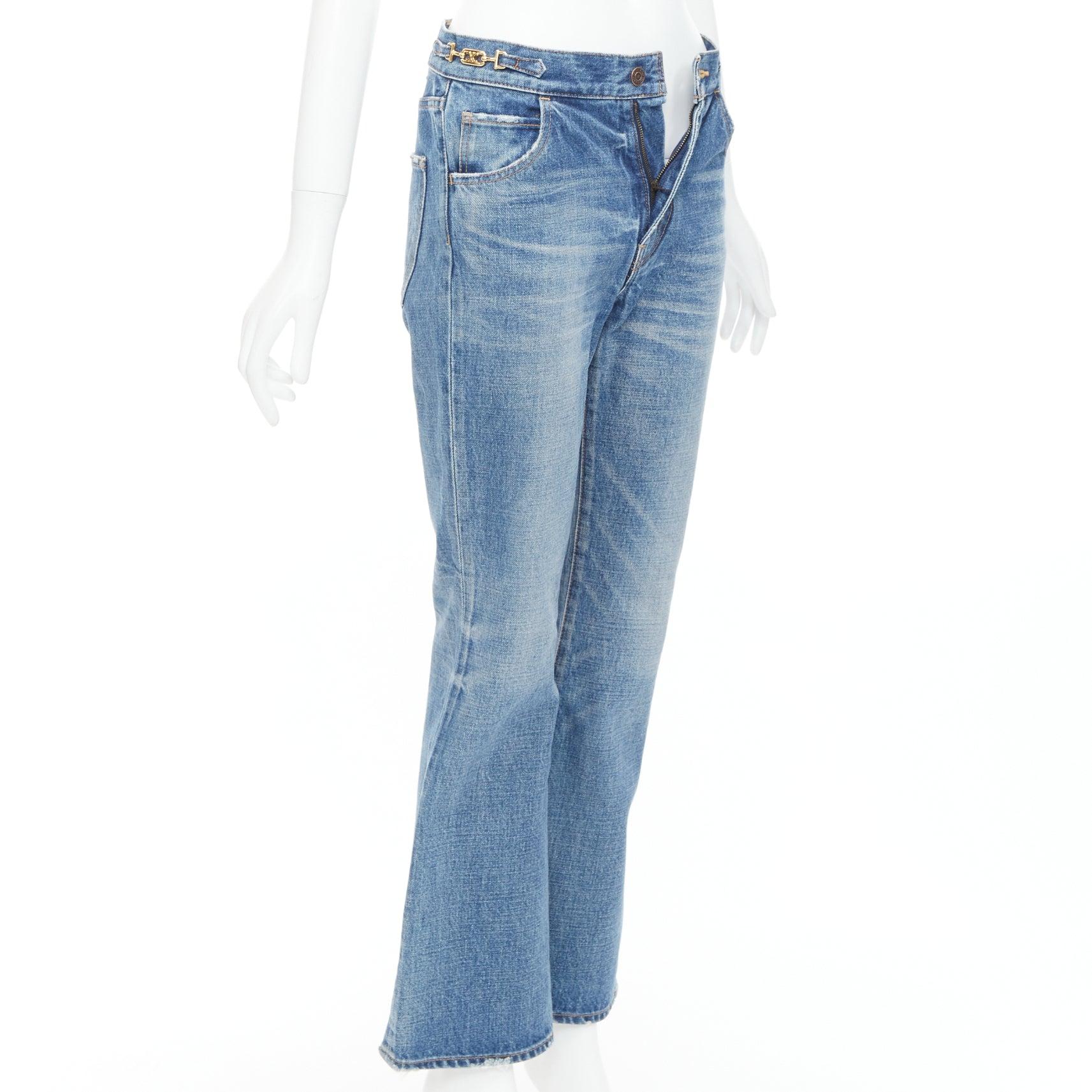 CELINE W_FL_018 Vaqueros bootcut Dylan azul lavado dorado hebilla triomphe 26 Azul en venta