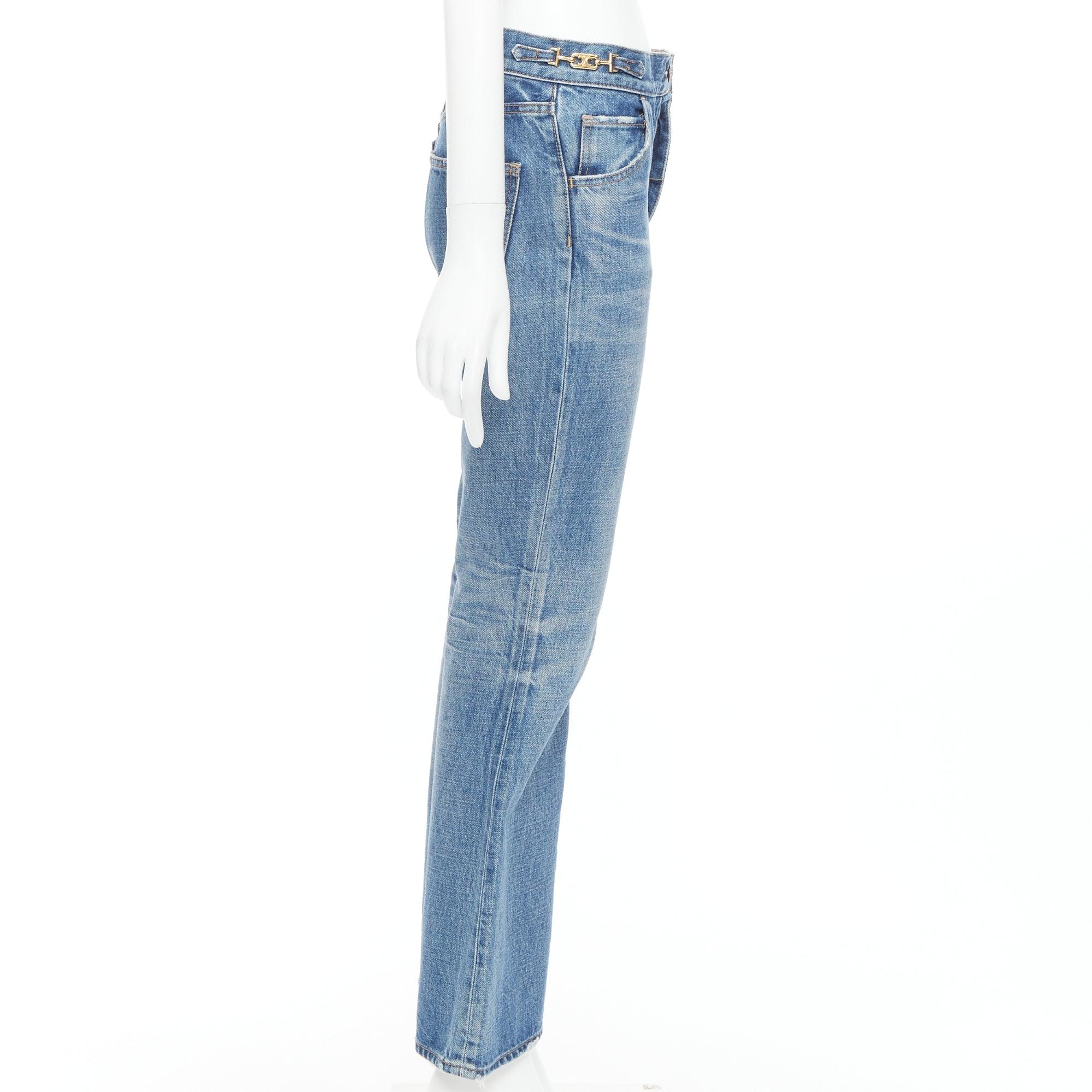 CELINE W_FL_018 Vaqueros bootcut Dylan azul lavado dorado hebilla triomphe 26 en Excelente estado para la venta en Hong Kong, NT