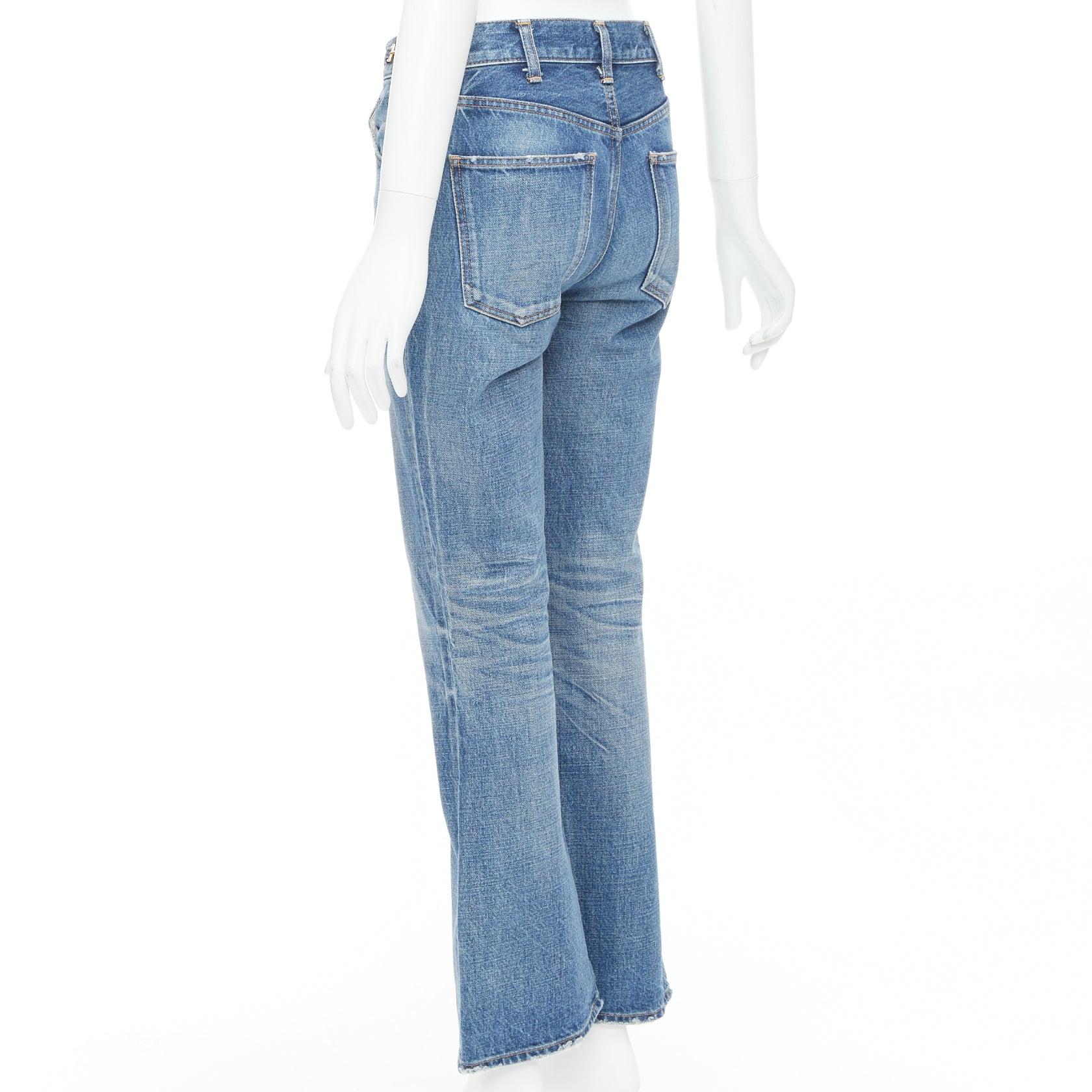 CELINE W_FL_018 Vaqueros bootcut Dylan azul lavado dorado hebilla triomphe 26 en venta 1