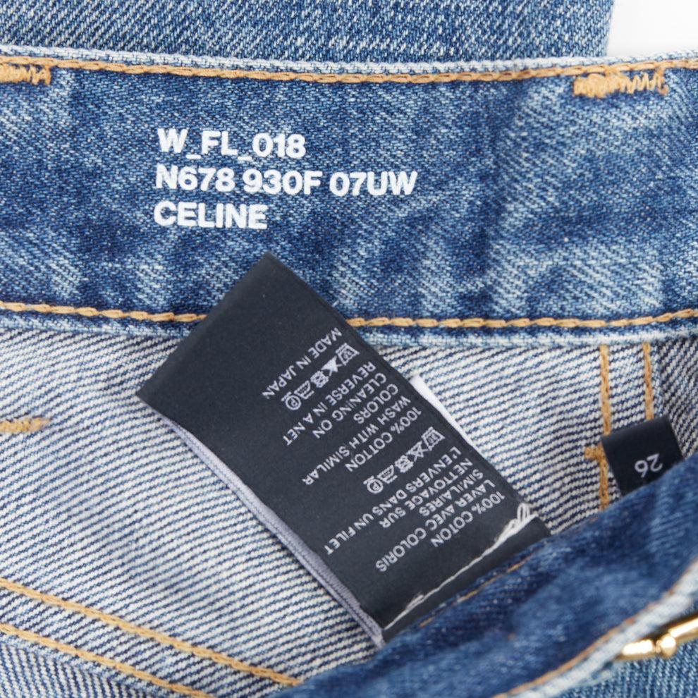 CELINE W_FL_018 Vaqueros bootcut Dylan azul lavado dorado hebilla triomphe 26 en venta 3