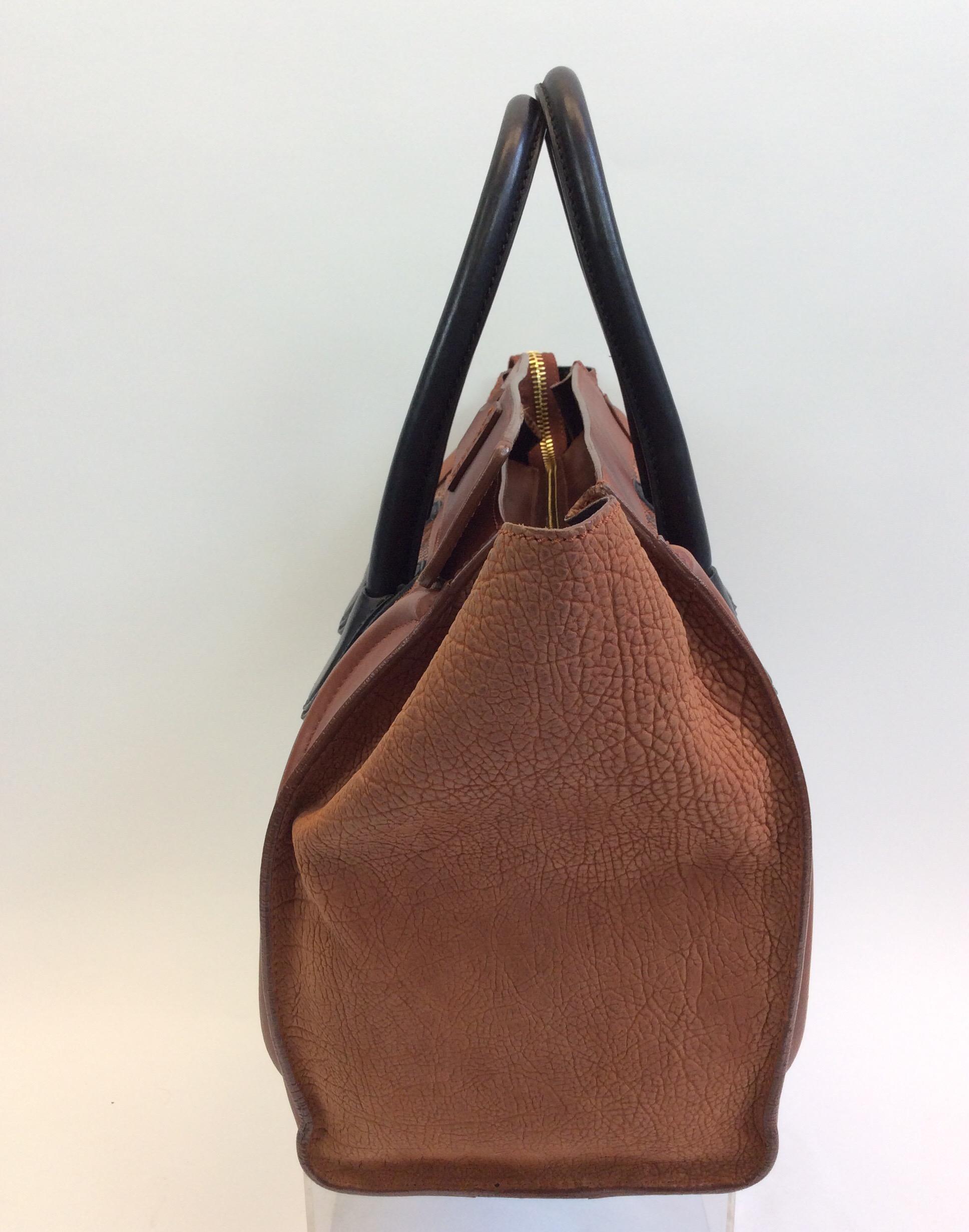 Celine Whiskey Colorblock Snakeskin Handbag In Good Condition For Sale In Narberth, PA