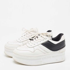 Celine White/Black Leather Block Platform Sneakers Size 39