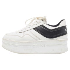 Celine White/Black Leather Block Platform Sneakers Size 39