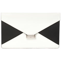 Celine White/Black Leather Diamond Clutch