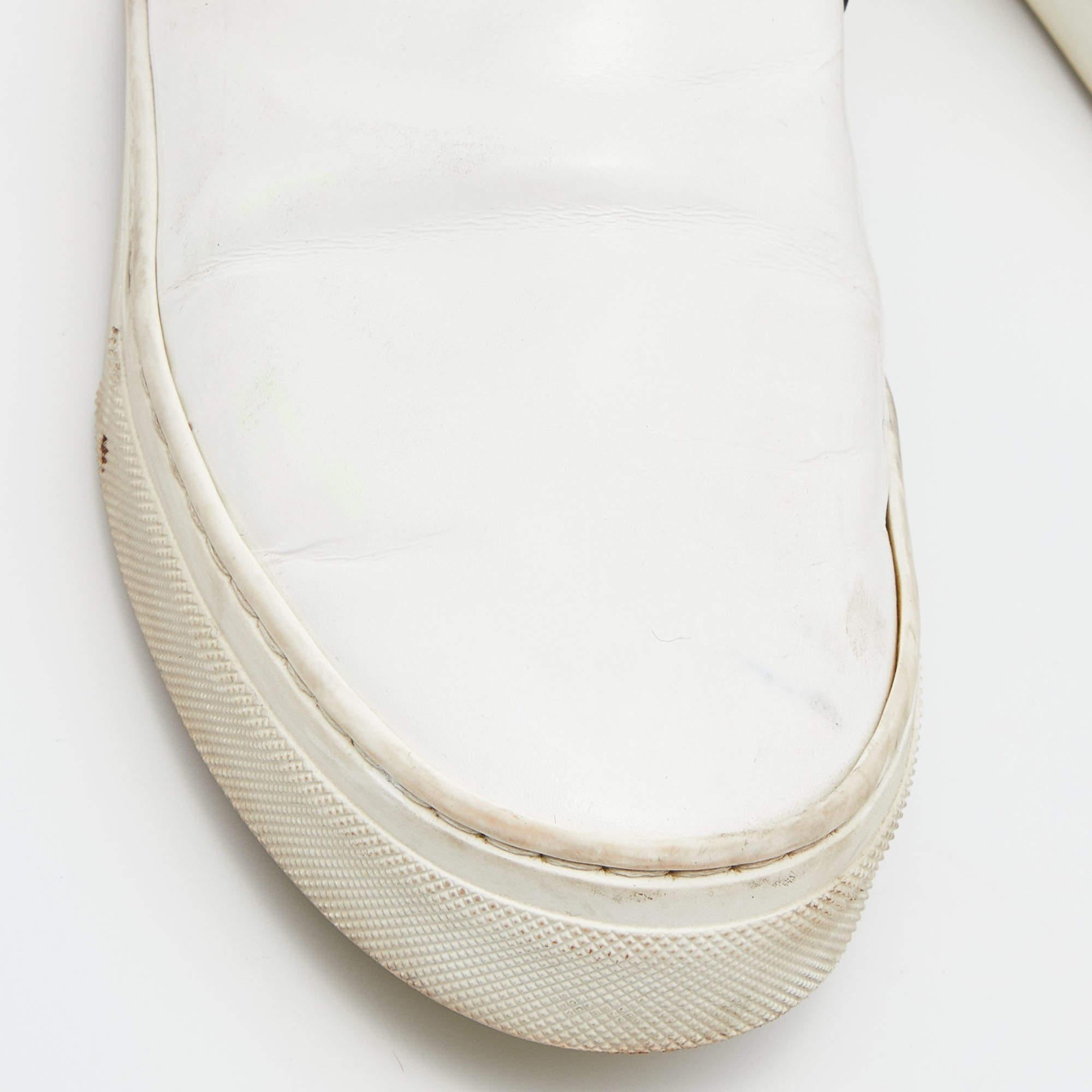 Celine White/Black Leather Slip On Sneakers Size 37 For Sale 2