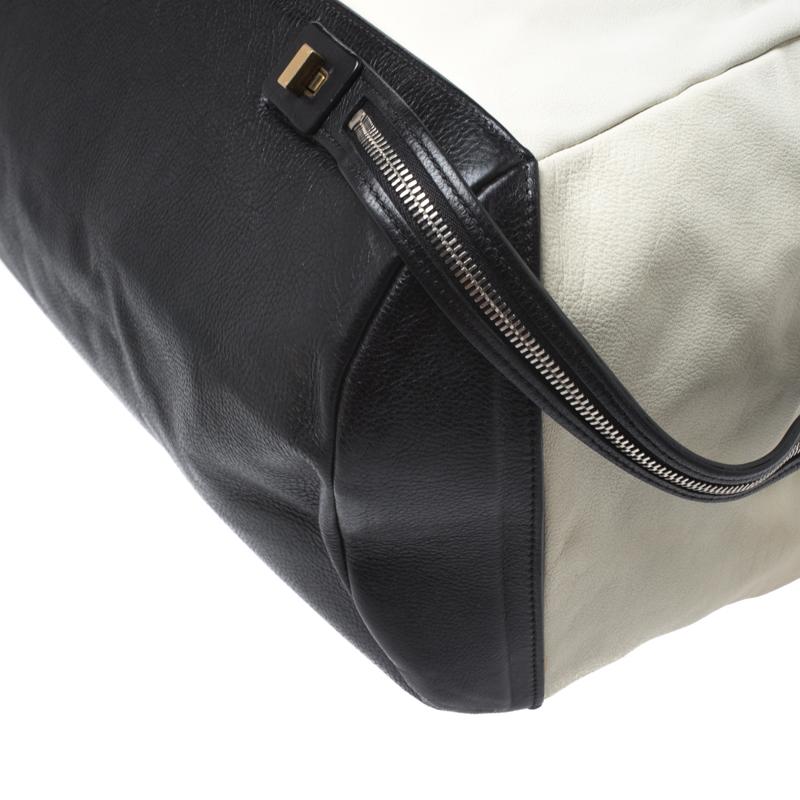 Celine White/Black Leather Vintage Weekender Bag 3