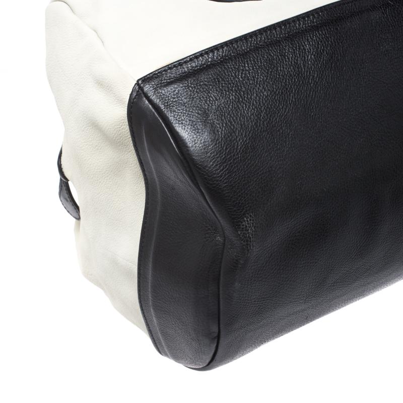 Celine White/Black Leather Vintage Weekender Bag 4