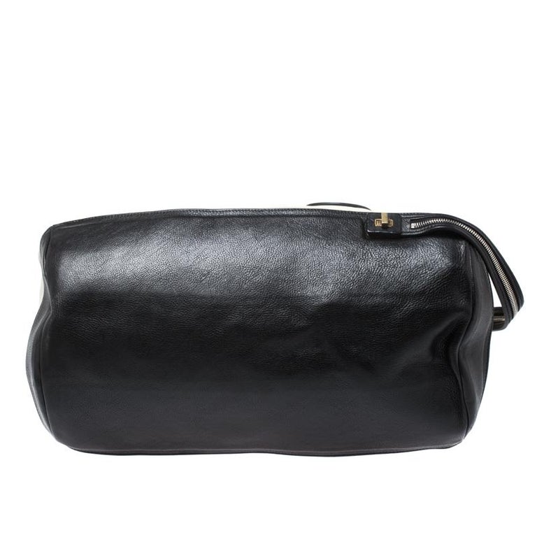 Celine White/Black Leather Vintage Weekender Bag For Sale at 1stDibs