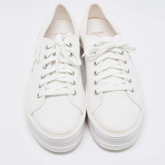 Celine Weiß Canvas Jane Low Top Plateau Turnschuhe Größe 42